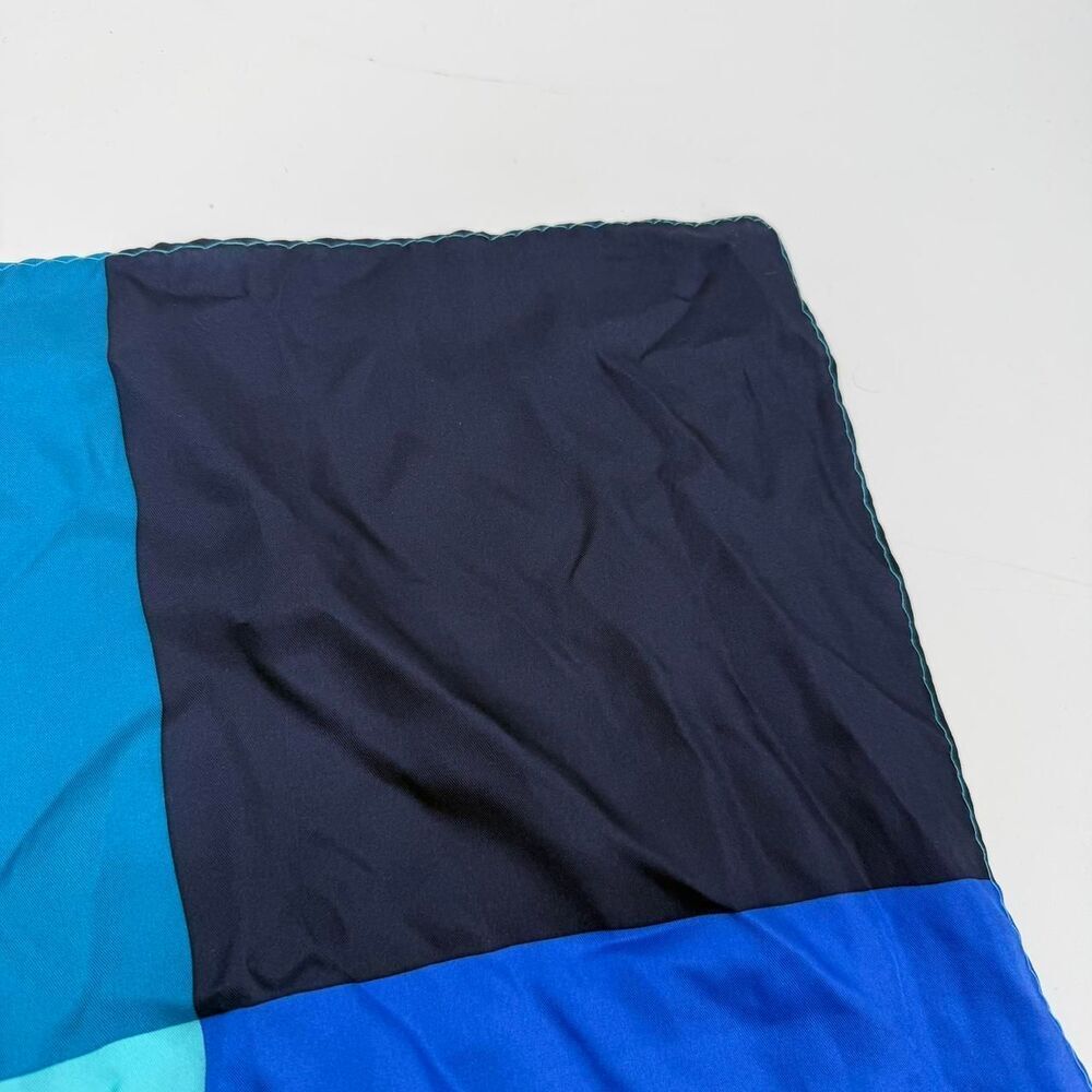Vintage Silk Square Scarf Geometric Colorblock Blue Multi Unbranded - Picture 3 of 7